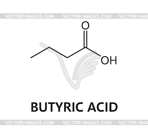 Butyric acid molecule formula chocolate ingredient - vector clipart