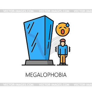 Mental health, megalophobia phobia line icon - vector clipart