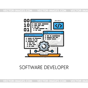 Разработчик программного обеспечения, значок линии веб-разработки - стоковый клипарт