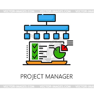 Web development, IT project manager thin line icon - vector clipart