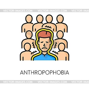 Mental anxiety or phobia, anthorophobia line icon - vector clipart / vector image