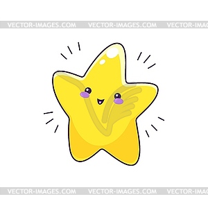 Cartoon funny star character shining in sky - vector image