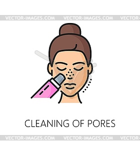 Face skin pores cleaning thin line color icon - vector clip art