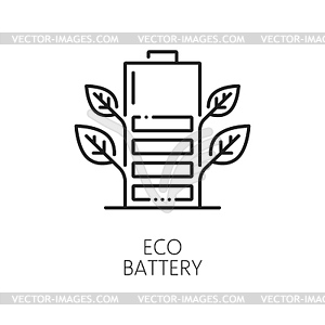 Eco battery icon of green energy power and ecology - vector clipart