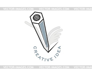 Creative idea pencil icon of architect design - vector clip art