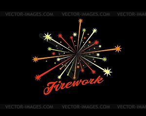 Carnival firework icon, birthday event, fiesta - vector clip art