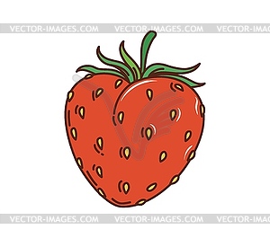 Cartoon retro groovy hippie love strawberry heart - royalty-free vector image