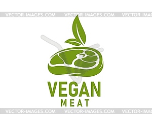 Веганский мясной значок, овощной говяжий стейк, эмблема - изображение в векторном виде