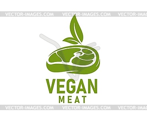 Vegan meat icon, vegetable beef steak, emblem - vector image