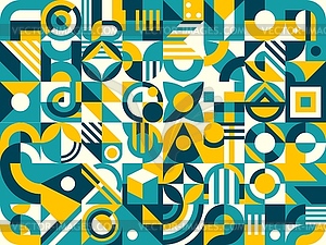 Yellow, blue, turquoise abstract geometric pattern - vector clip art