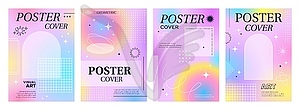 Aesthetic modern Y2K gradient poster covers - vector image