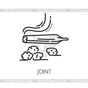 Cannabis joint line icon, marijuana CBD weed - vector clipart