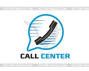 Call center help icon, customer support service - vector image