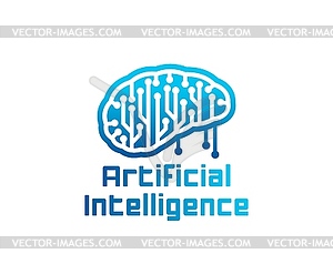 AI Artificial Intelligence icon of computer brain - vector image