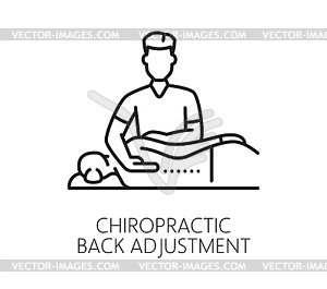 Chiropractic medicine line icon, back adjustment - vector clipart
