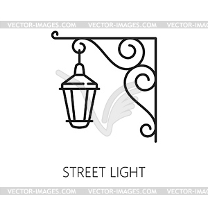 Street light outline icon, classic lamp - vector clipart