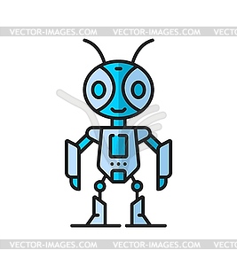 Virtual bot, droid bug, futuristic robot line icon - stock vector clipart