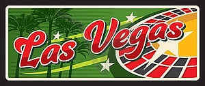 Las Vegas tin sign, american retro travel plate - vector clip art