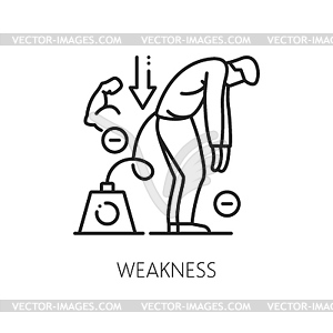 Weakness anemia symptom line icon, hematology - vector image