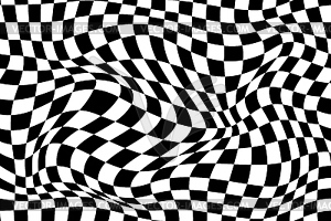 Wavy optical illusion checker pattern background - vector clip art