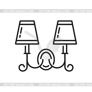 Sconce lamp, wall light line icon, vintage lantern - vector image