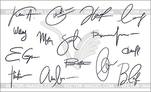 Ink autograph or handwritten signature pack - vector clip art