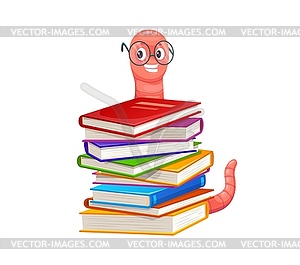Cartoon cute bookworm character in glasses - vector clipart