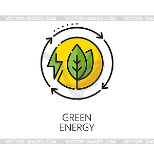 Green eco energy, clean power outline icon - vector clipart