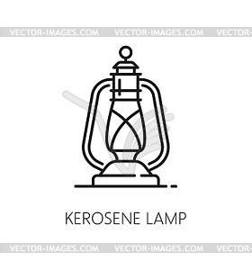 Light and vintage kerosene lamps thin line icon - vector image