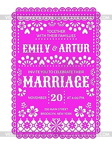 Wedding invitation , mexican papel picado banner - vector clipart
