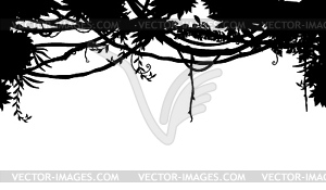 Силуэт лианы на фоне тропических джунглей - векторный клипарт Royalty-Free