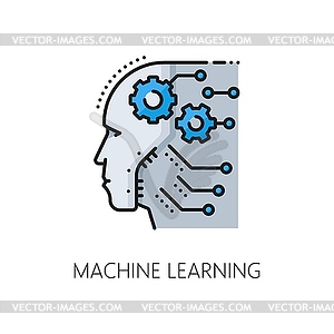 Machine learning color line icon AI neural network - vector image