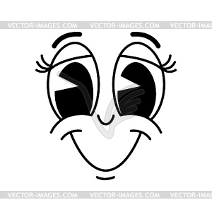 Cartoon funny smiling comic groovy face emotion - vector image