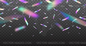 Holographic confetti, falling colorful glitters - vector image