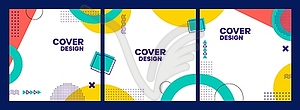 Abstract modern geometric cover, Memphis shapes - vector clipart