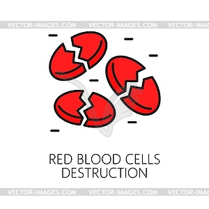Hematology, anemia disease symptom color line icon - vector clipart
