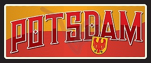 Немецкий город Потсдам, ретро-туристическая табличка - клипарт в формате EPS