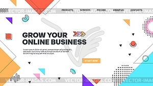 Abstract modern Memphis landing page template - vector image