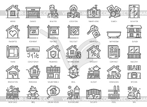 Real estate icons. Mortgage, rent house apartment - vector clipart