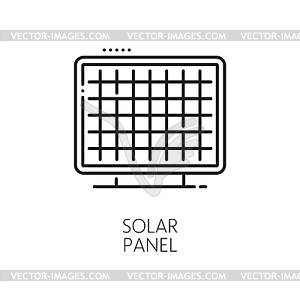 Clean eco energy, green solar power linear icon - vector image