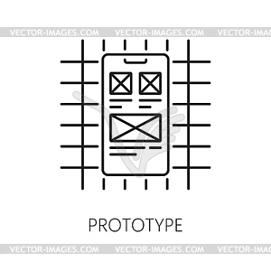 Prototype, web app develop and optimization icon - vector image