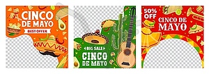 Sale offer banners, Cinco de mayo Mexican holiday - vector clip art