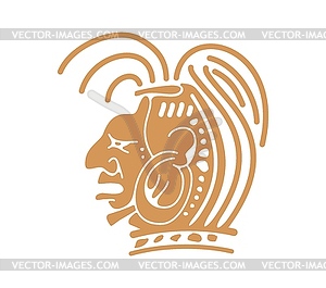 Mayan Aztec totem, human head - vector image