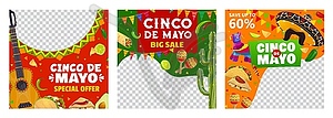 Big sale banners, cinco de mayo Mexican holiday - vector clipart