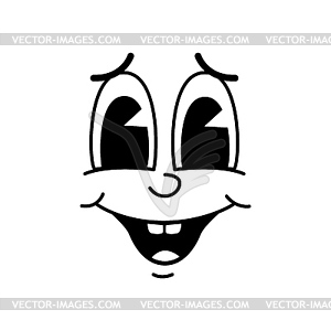 Cartoon smiling groovy face burst with retro charm - vector clipart