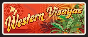 Западные Висайи, Филиппины, винтажная дорожная табличка - векторный клипарт Royalty-Free
