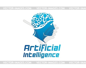 AI artificial intelligence icon, robot and brain - vector EPS clipart