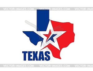 Texas state symbol, map icon with flag and star - vector image