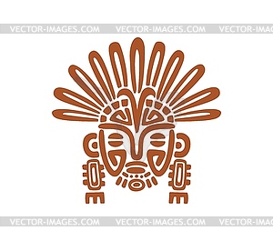 Aztec Mayan totem mask, Maya Inca tribal symbol - vector clipart