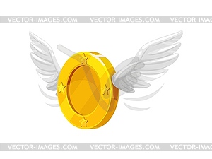 3d денежная монета с крыльями, летающая золотая валюта - изображение в векторе / векторный клипарт